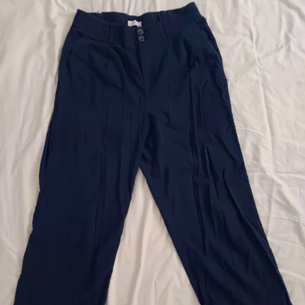 Linen blend wide-leg pants
